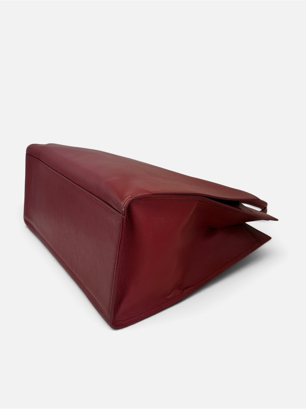 Structured Satchel Tote in Burgundy with Gold Accent - Picture 7 of 7